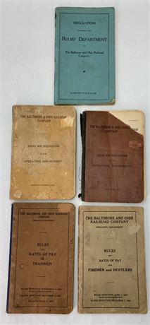 5 1917-1948 Baltimore & Ohio Railroad Co. Trainmen, Firemen, Hostler Rule Books