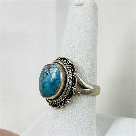 9.5g Sterling Turquoise Ring Size 8