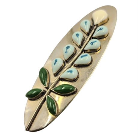 Vintage Artisan Made Silver Tone Enamel Flower Brooch