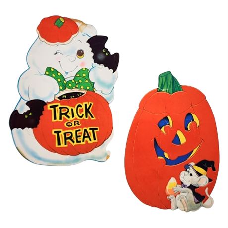 Vintage Flocked Detail Halloween Paper Decorations