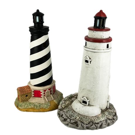 Pair of Vintage Lefton Ceramic Lighthouses