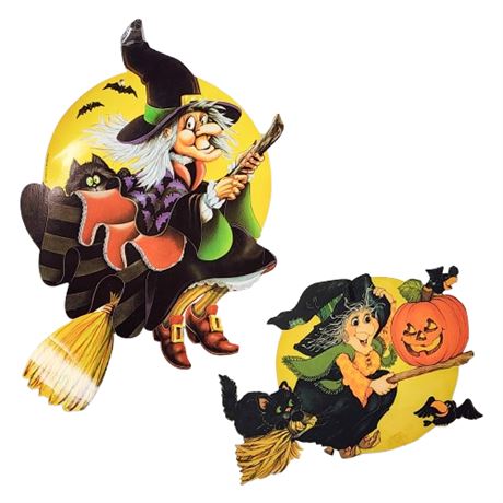 Vintage BEISTLE & HALLMARK Halloween Witch Paper Decorations