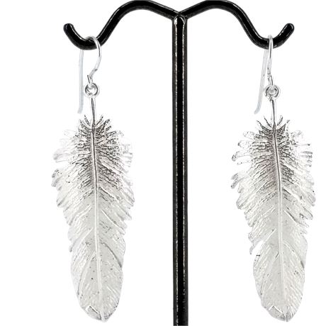 Silver-Tone Feather Earrings