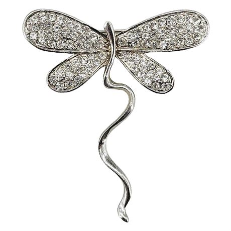 Vintage Pavé Set Rhinestone Dragonfly Brooch