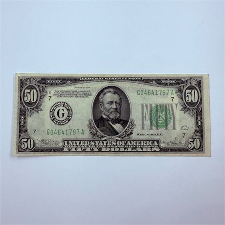 AU/UNC 1934 $50 Bill