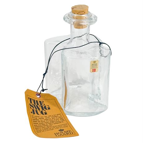 Vintage Holmegaard Denmark Hivert "The Swig Jug" Corked Decanter