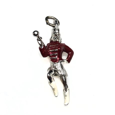 Vintage Sterling Silver & Enamel Drum Majorette Marching Band Charm