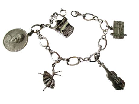 Vintage 925 Sterling Silver Charm Bracelet w/ 5 Charms