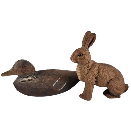 Decorative Wooden Duck & Rabbit