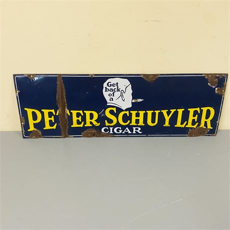 1930’s 12x36” Schuyler Cigar Porcelain Sign