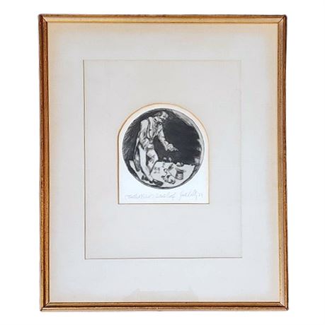 Signed Jack Reilly "Toothed Rabbit" Etching, Artist's Proof