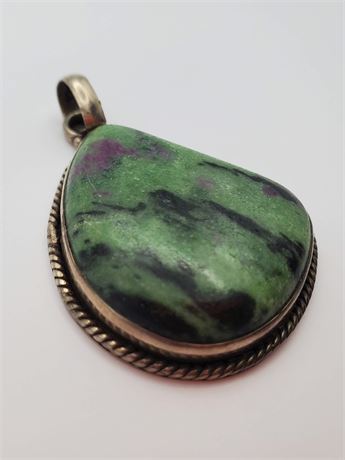 Sterling Green Turquoise Pendant 22.5 Grams