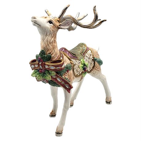 Fitz & Floyd "Florentine Christmas" Deer Figurine, Looking Up