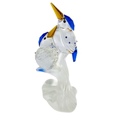 Swarovski Malachite Kingfishers Crystal Figure