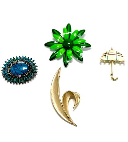 Vtg 4 Piece Brooch Lot
