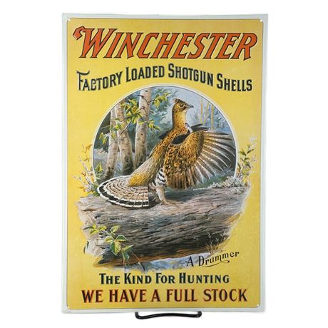 Vintage Metal Embossed Winchester Advertising Sign