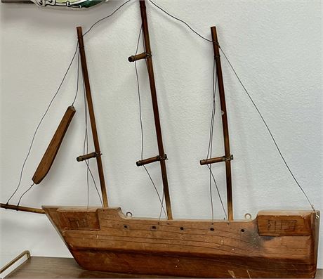 Wooden carved sail boat