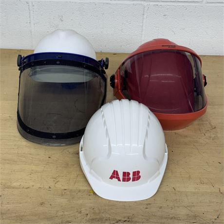 Three (3) Safety Helmets / Two (2) with Face Shields