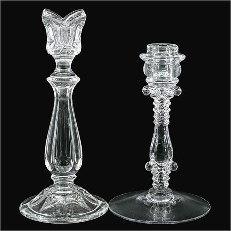Two Vintage Crystal Candlestick Holders