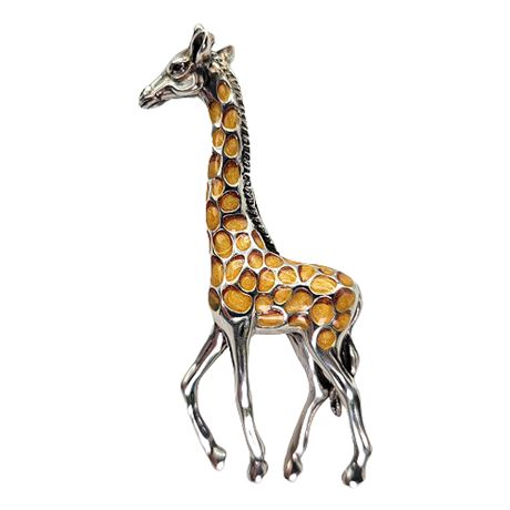 Italian Sterling Silver Giraffe Brooch