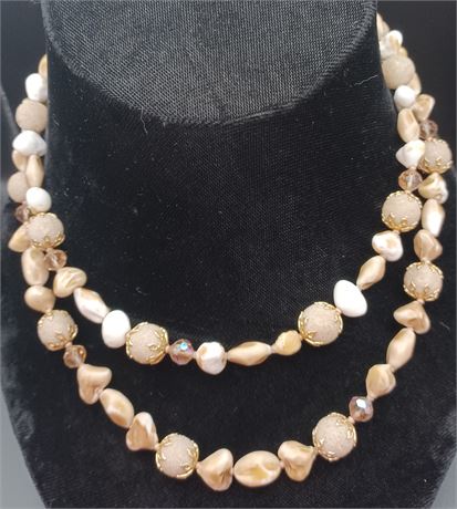 Two strand neutral color necklace