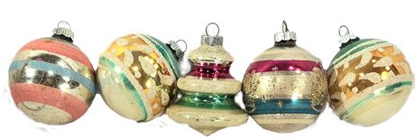 Lot of 5 Large Shiny Brite Ornaments 3" tall
