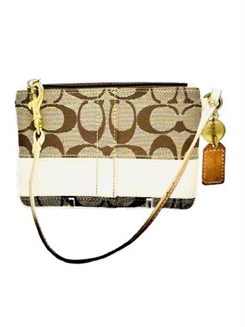 Coach Brown Canvas Logo Wristlet
