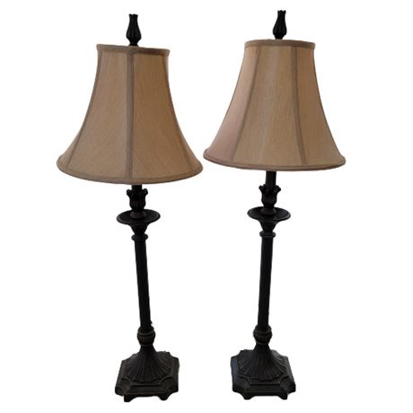 Pair of Metal Table Lamps & Shades