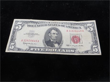 1963 $5 Federal Reserve Note # A 31628649 A