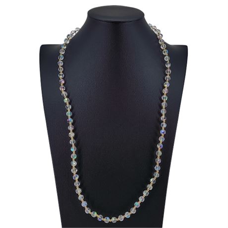 Vintage Faceted Aurora Borealis Crystal Beaded Necklace