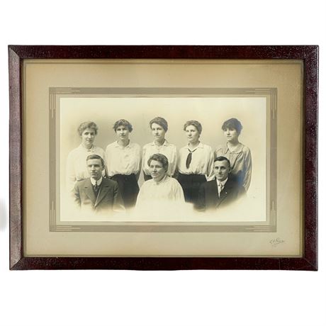 Framed Silver Gelatin Photographic Print Group Portrait