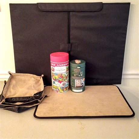 Portable Puzzle Mat, Collapsible Piece Sorting, and 2 Puzzles