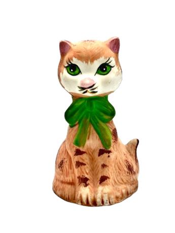 Vtg JSNY Orange Tabby Cat Porcelain Bell
