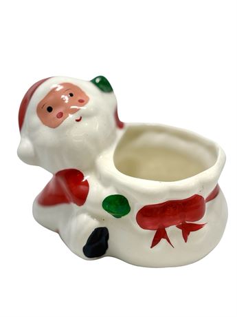 Vtg Ceramic Santa Planter/Candy Dish