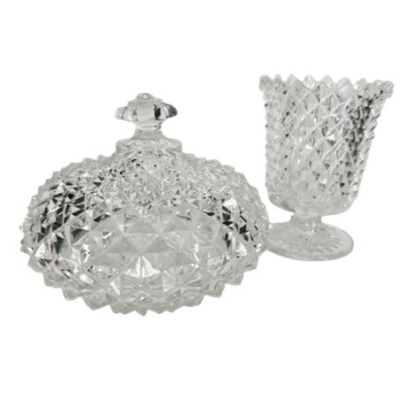 EAPG Sawtooth Covered Candy Dish & Spill Vase