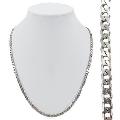 Vintage Italian 22" Sterling Silver Curb Chain