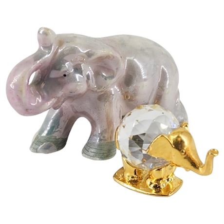 Pair Vintage Mini Elephant Figurines