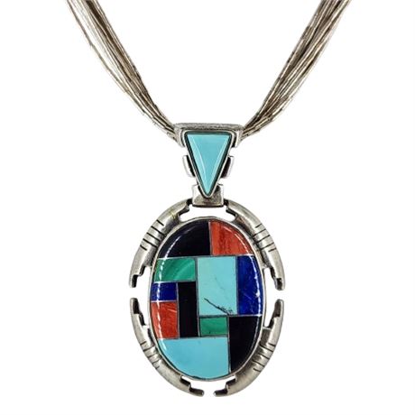 CAROLYN POLLACK Sterling Silver Inlaid Liquid Silver Necklace