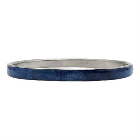 Vintage Silver Tone Dyed Blue Coral Inlay Bangle Bracelet