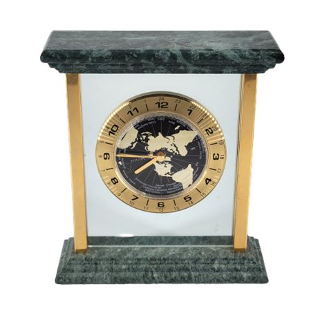 Marble World Table Clock