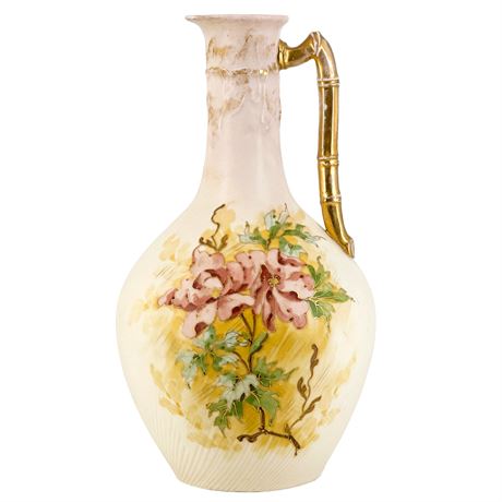 Antique R.H. Rudolstadt Hand-Painted Floral Porcelain Ewer