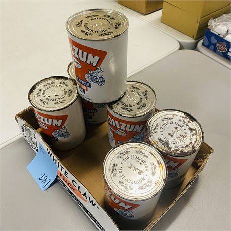 6 NOS Oilzum Quart Cans