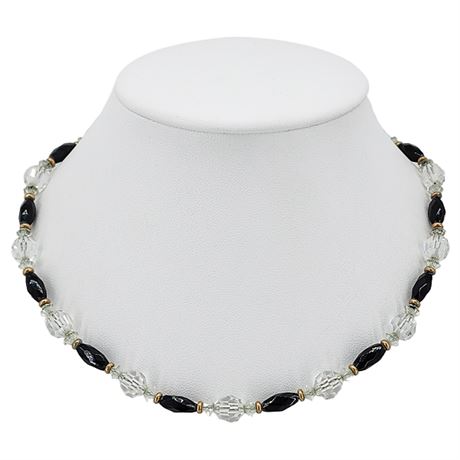 Vtg Faceted Crystal Beaded Necklace