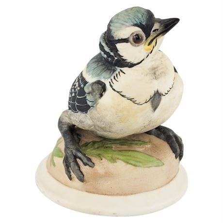 Vintage BOEHM "Where's Ma" Hand Painted Porcelain Baby Blue Jay Figurine