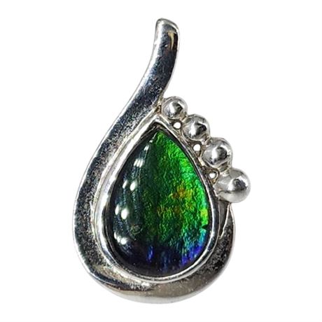 Signed Chant Sterling Silver Ammolite Pendant