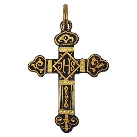 Vintage Spanish Damascene Cross Pendant