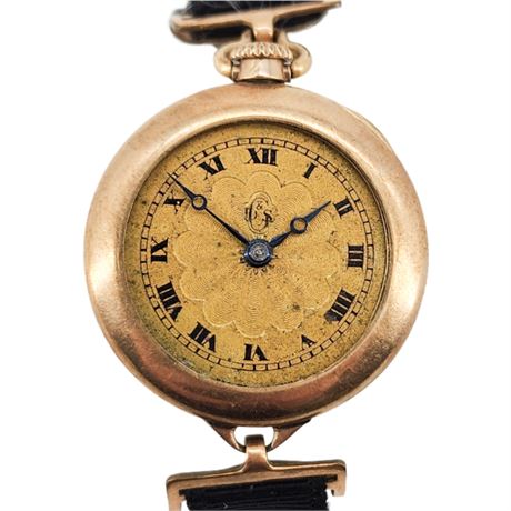 Vtg GRUEN Gold Filled Ladies' Wristwatch w/ Grosgrain Ribbon Strap, Flawed