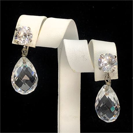 Vintage Crystal Prism Teardrop Dangle Earrings
