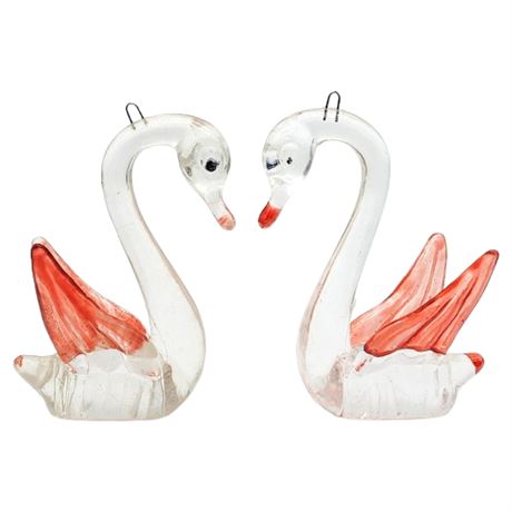 Vintage Clear Lucite Plastic Swan Ornaments