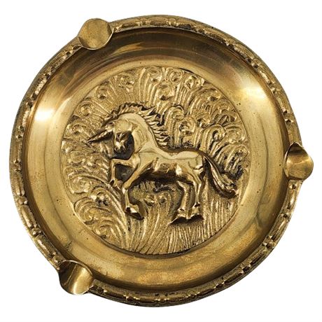 Vintage Brass Unicorn Ashtray